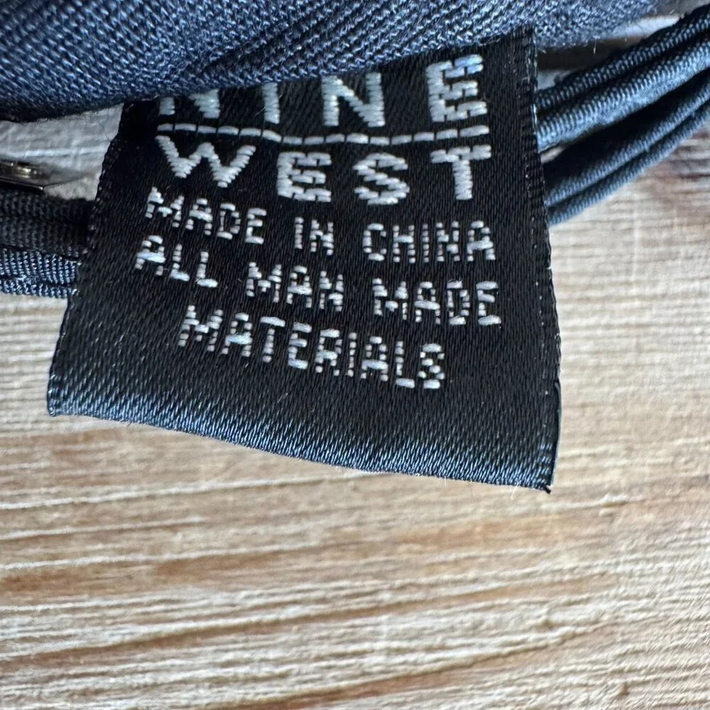 Vintage Nine West Black Fabric Double Top Handle Silver Logo Hardware Small Bag - Picture 17 of 17